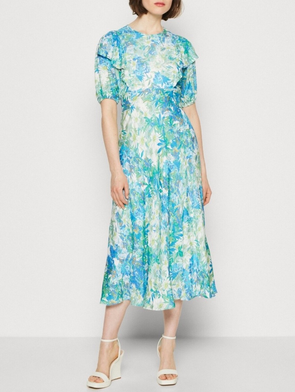 Ted Baker Nicciey Puff Sleeve Ruffle Floral Dress